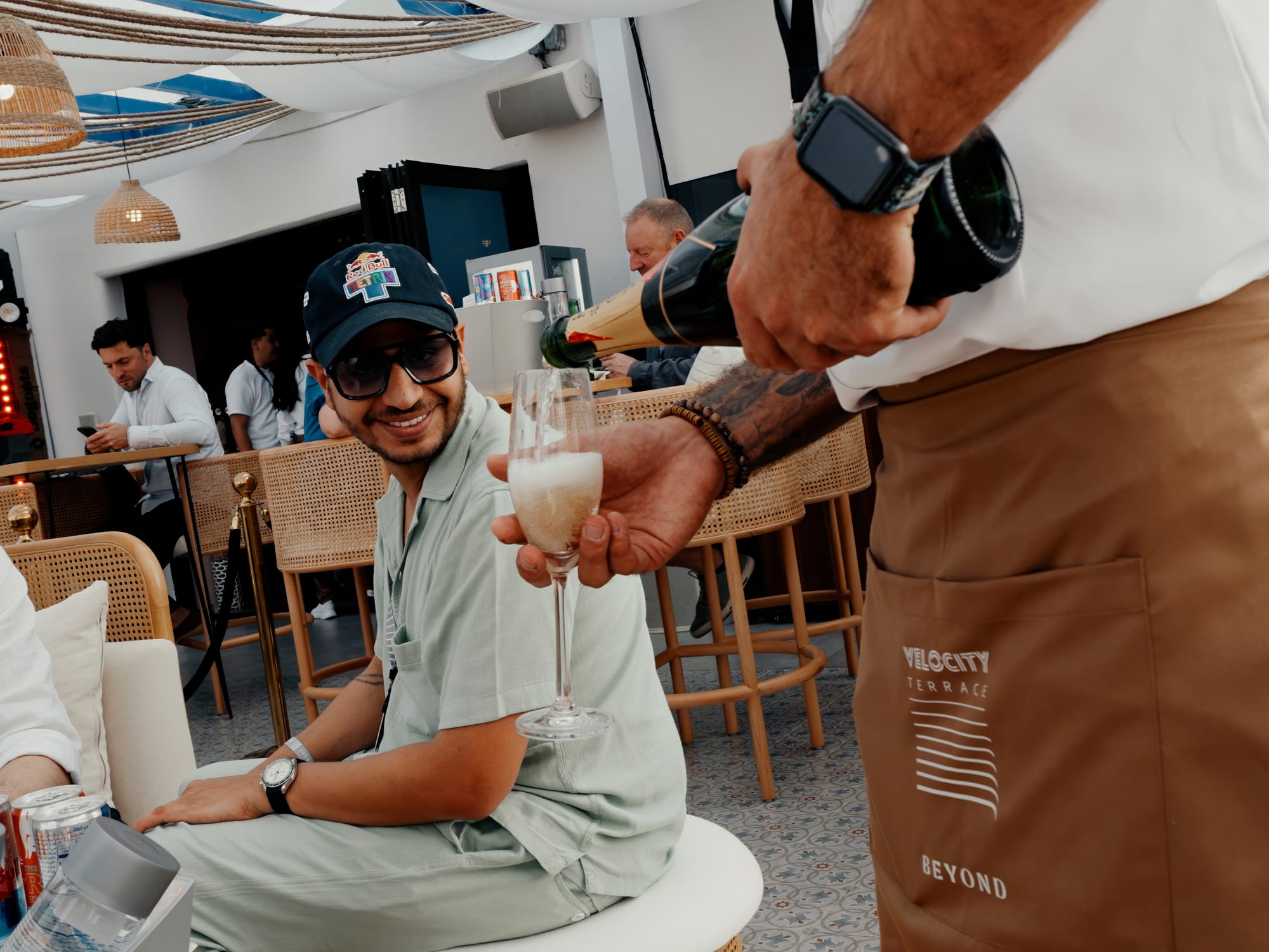 Champagne service at Velocity Terrace Abu Dhabi